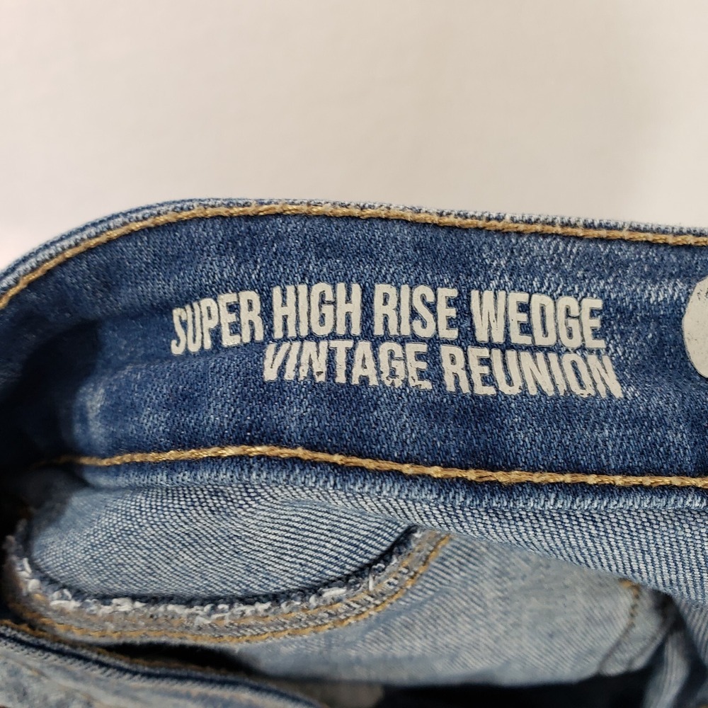Rewash Denim Shorts Juniors 3 High Rise Button Fly Frayed Hem Distressed Blue - Picture 3 of 9